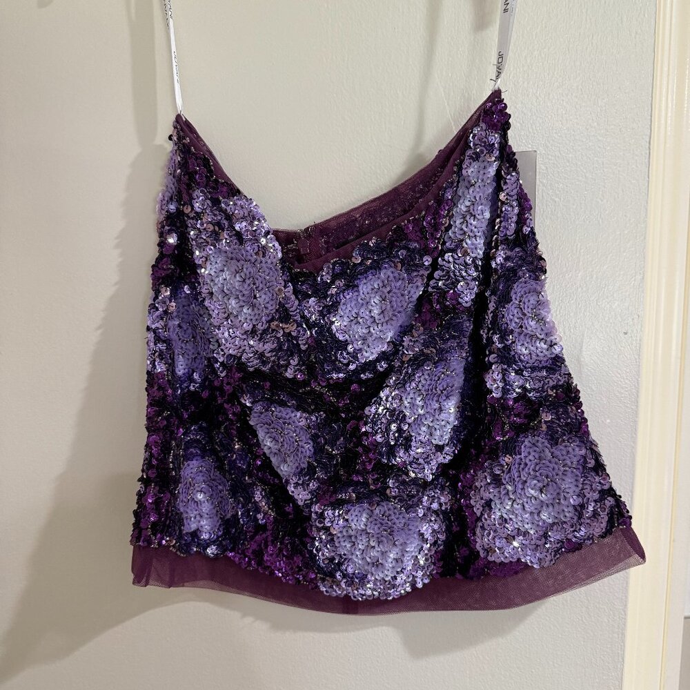 Jovani Purple Sequin Mini Skirt